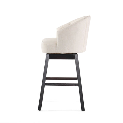 Swivel Bar Stools Set – Beige Tufted Kitchen Island Chairs - 1st Choice Furniture Direct