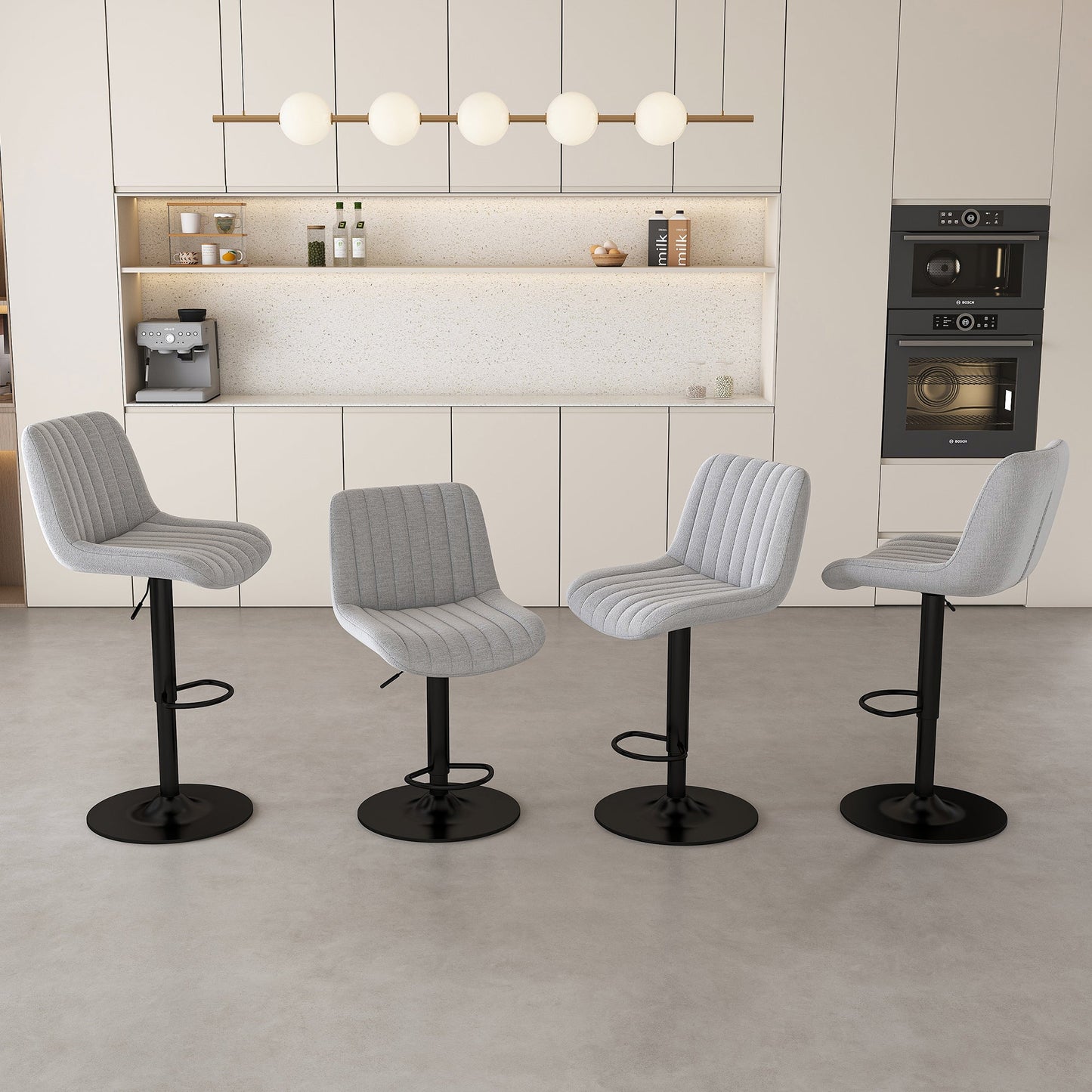 Swivel Bar Stools with Adjustable Height (35.03 - 43.7 Inches), Backrest, and Soft Knit Fabric - Ideal for Kitchen Island, Bar Counter, Dining Room, Grey(Set of 2) - 1st Choice Furniture Direct
