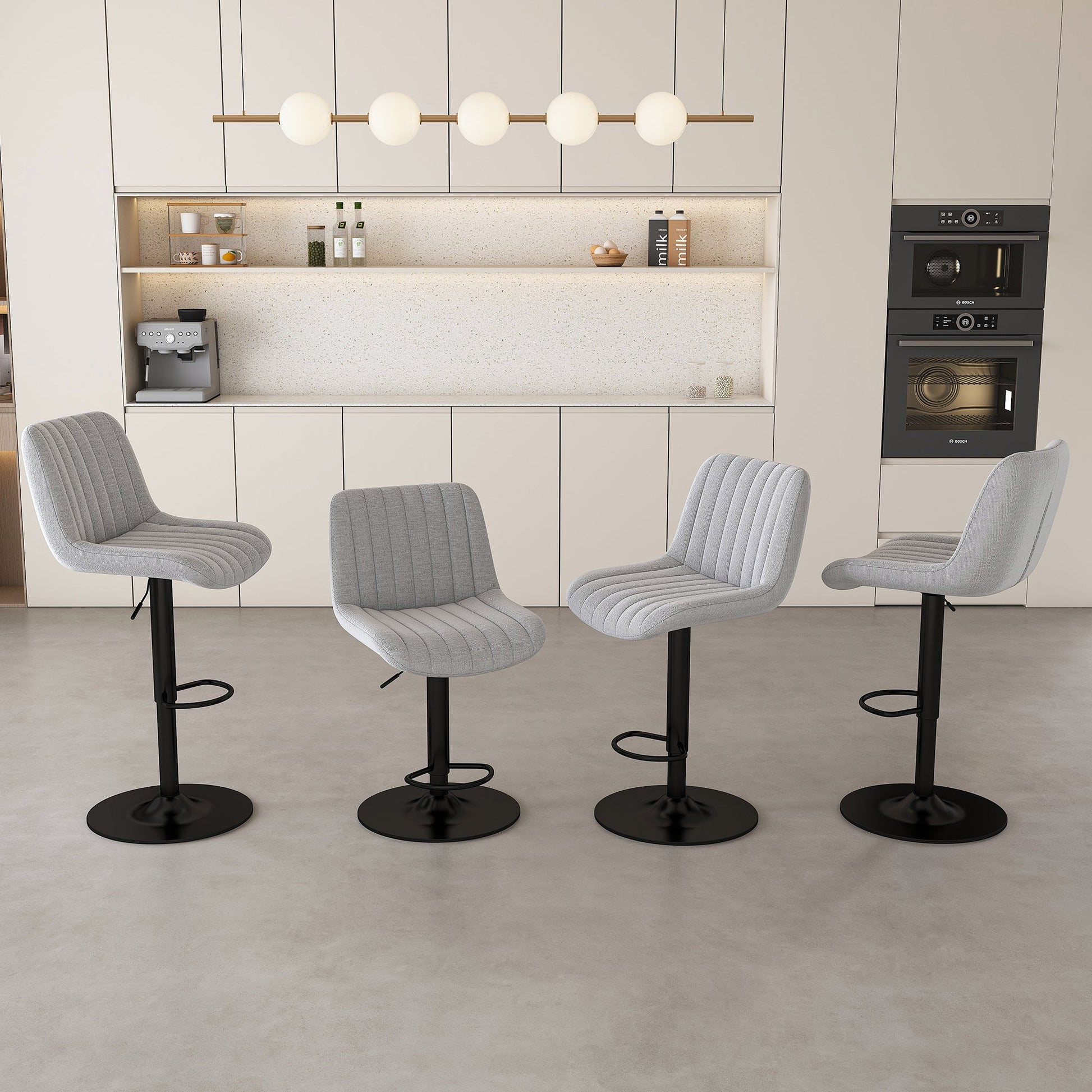 Swivel Bar Stools with Adjustable Height (35.03 - 43.7 Inches), Backrest, and Soft Knit Fabric - Ideal for Kitchen Island, Bar Counter, Dining Room, Grey(Set of 2) - 1st Choice Furniture Direct