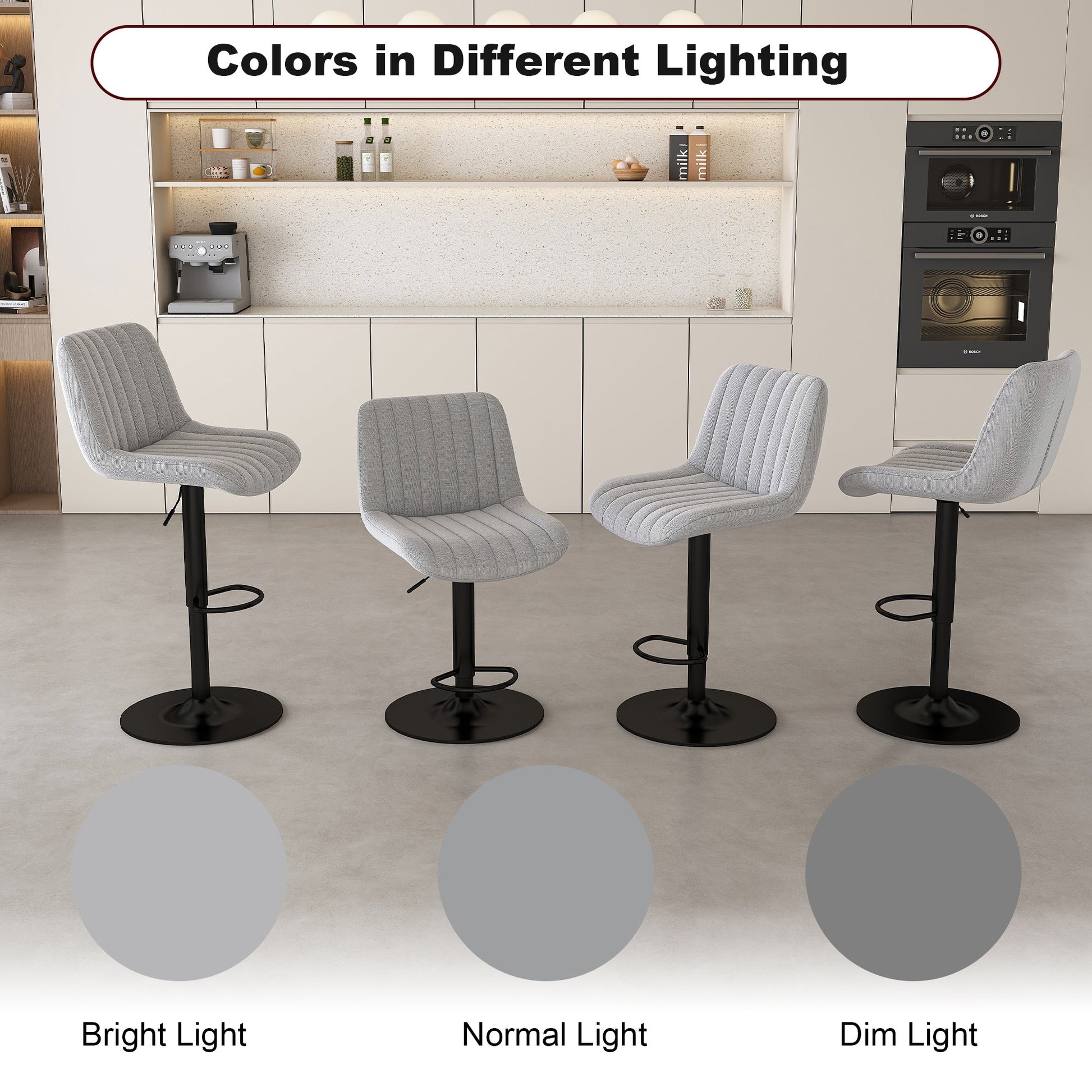 Swivel Bar Stools with Adjustable Height (35.03 - 43.7 Inches), Backrest, and Soft Knit Fabric - Ideal for Kitchen Island, Bar Counter, Dining Room, Grey(Set of 2) - 1st Choice Furniture Direct