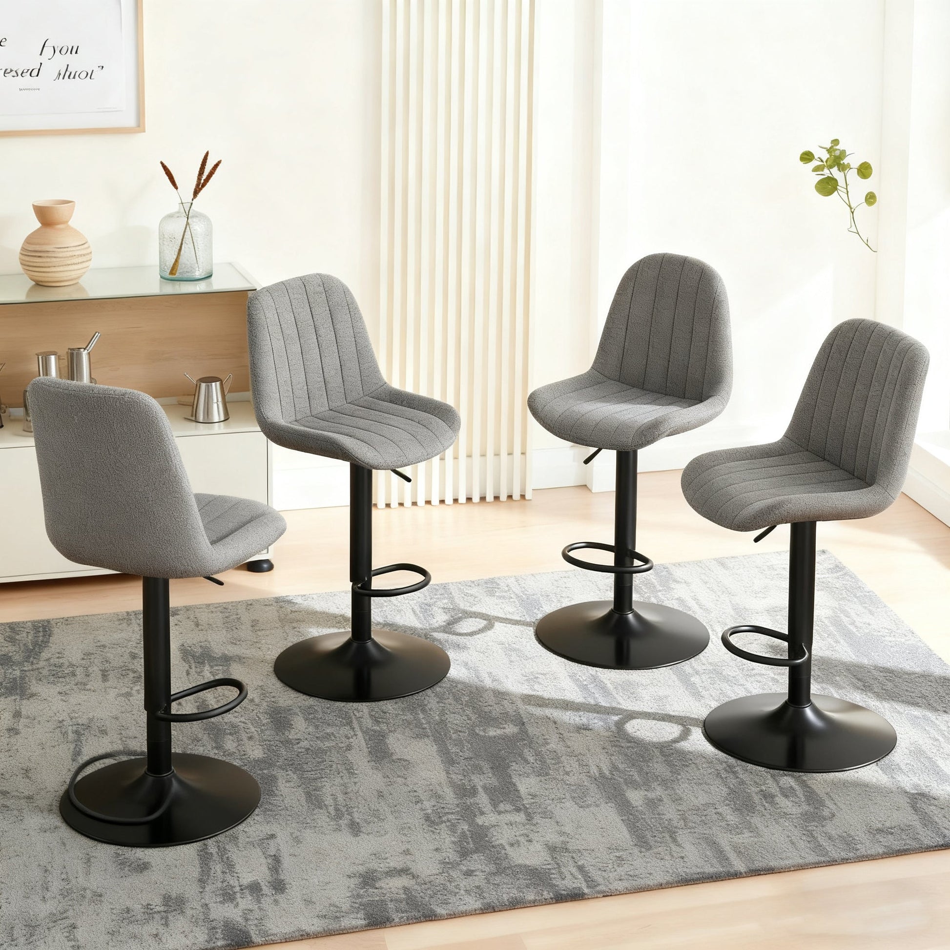 Swivel Bar Stools with Adjustable Height (35.03 - 43.7 Inches), Backrest, and Soft Knit Fabric - Ideal for Kitchen Island, Bar Counter, Dining Room, Grey(Set of 2) - 1st Choice Furniture Direct