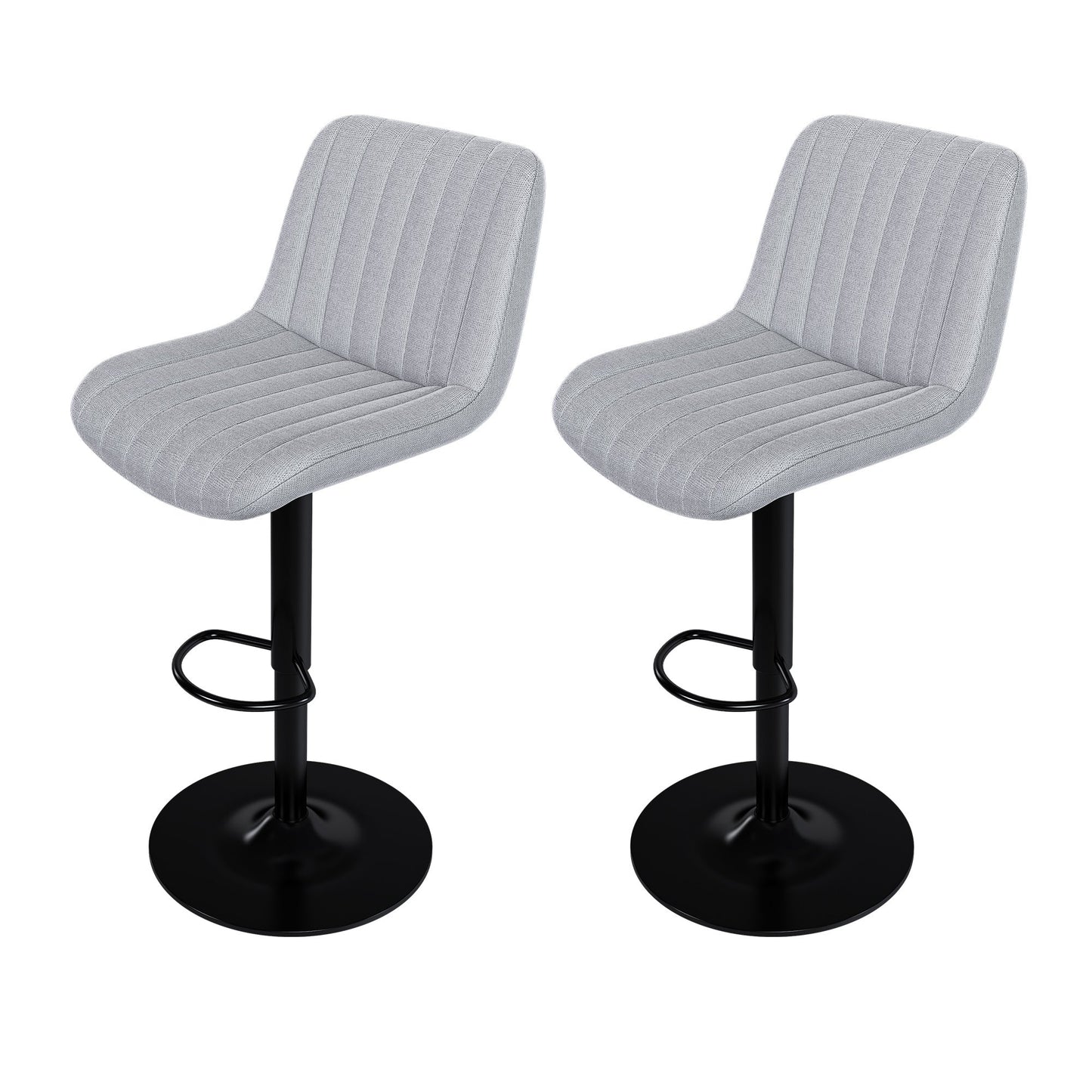 Swivel Bar Stools with Adjustable Height (35.03 - 43.7 Inches), Backrest, and Soft Knit Fabric - Ideal for Kitchen Island, Bar Counter, Dining Room, Grey(Set of 2) - 1st Choice Furniture Direct