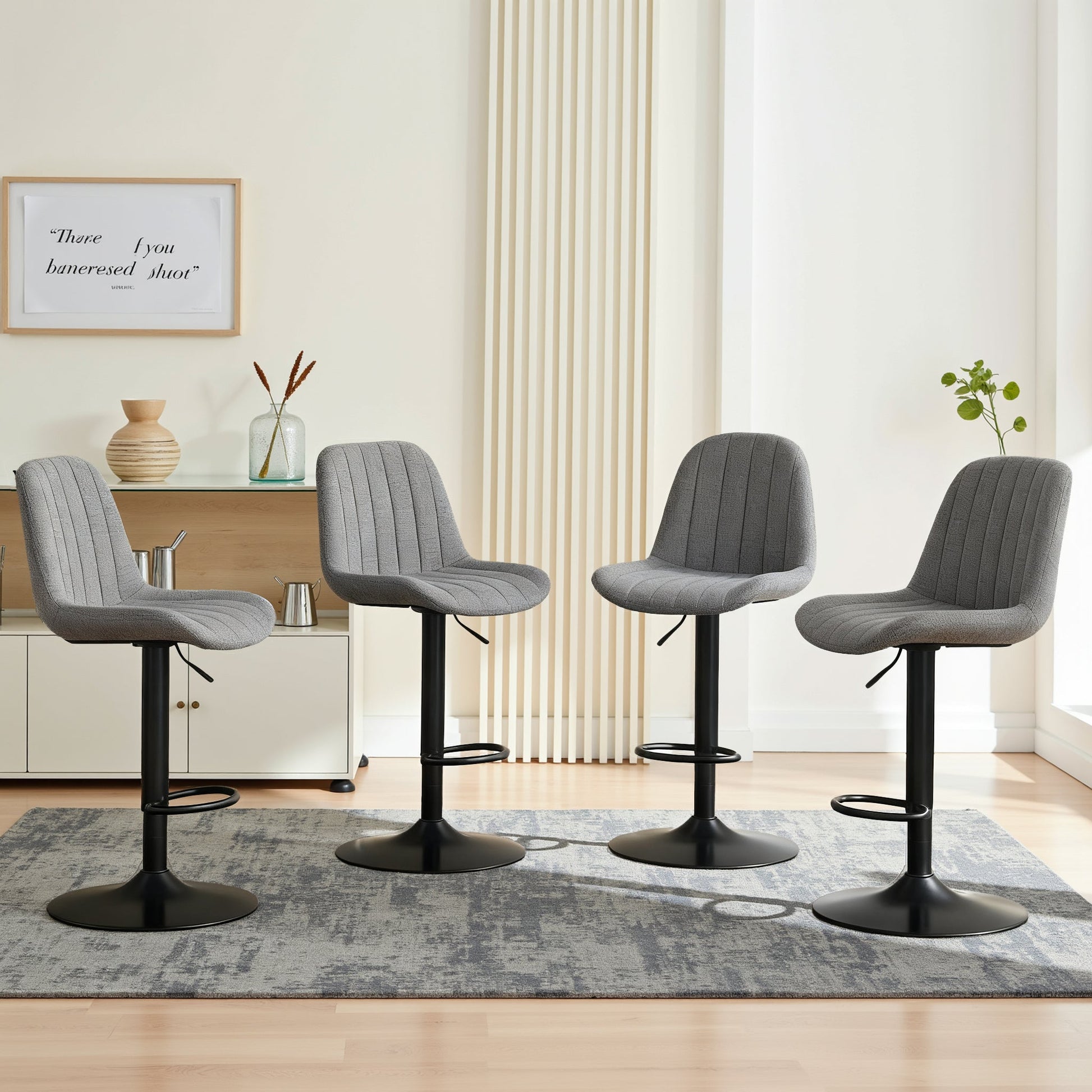 Swivel Bar Stools with Adjustable Height (35.03 - 43.7 Inches), Backrest, and Soft Knit Fabric - Ideal for Kitchen Island, Bar Counter, Dining Room, Grey(Set of 2) - 1st Choice Furniture Direct