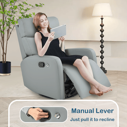 Swivel Rocker Recliner Chair,360 Degree Nursery Rocking Chair,Glider Chair,Modern Small Rocking Swivel Recliner Chair for Bedroom,Living Room Chair Home Theater Seat,Phone Holder(Blue - gray) - 1st Choice Furniture Direct