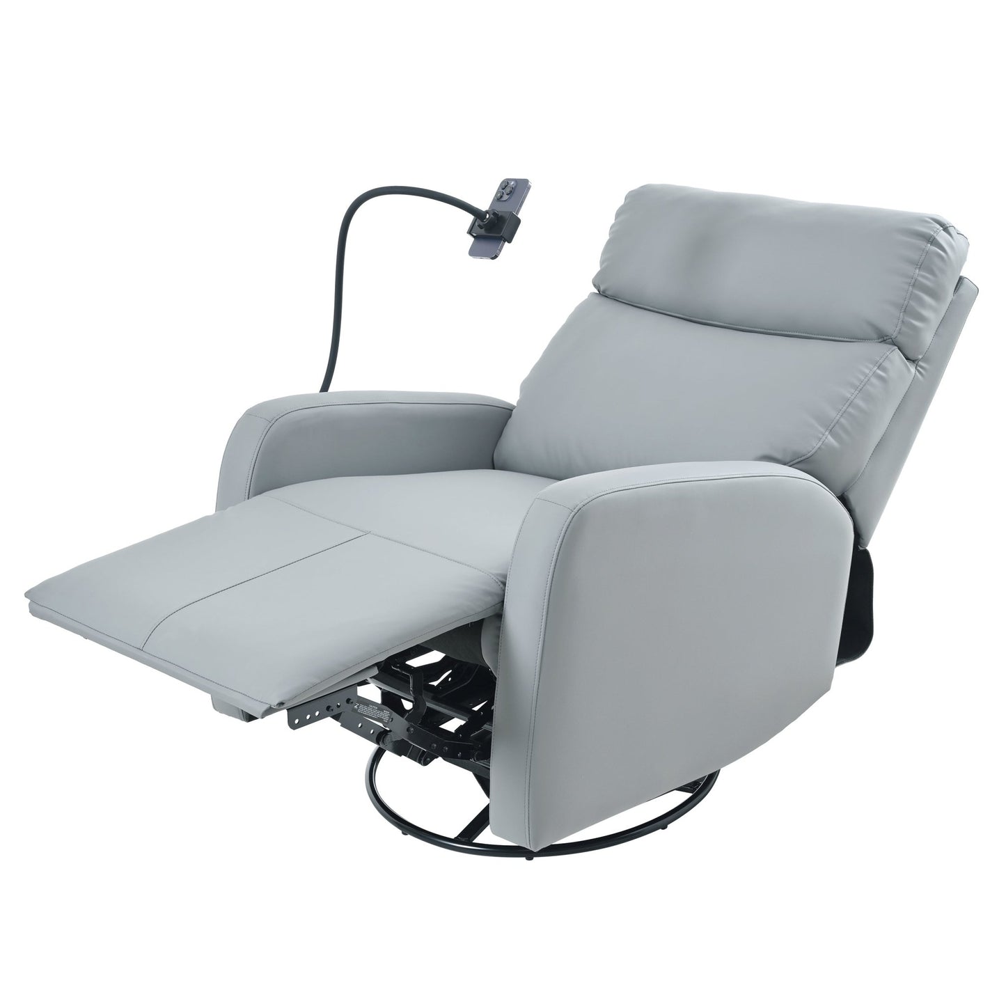 Swivel Rocker Recliner Chair,360 Degree Nursery Rocking Chair,Glider Chair,Modern Small Rocking Swivel Recliner Chair for Bedroom,Living Room Chair Home Theater Seat,Phone Holder(Blue - gray) - 1st Choice Furniture Direct