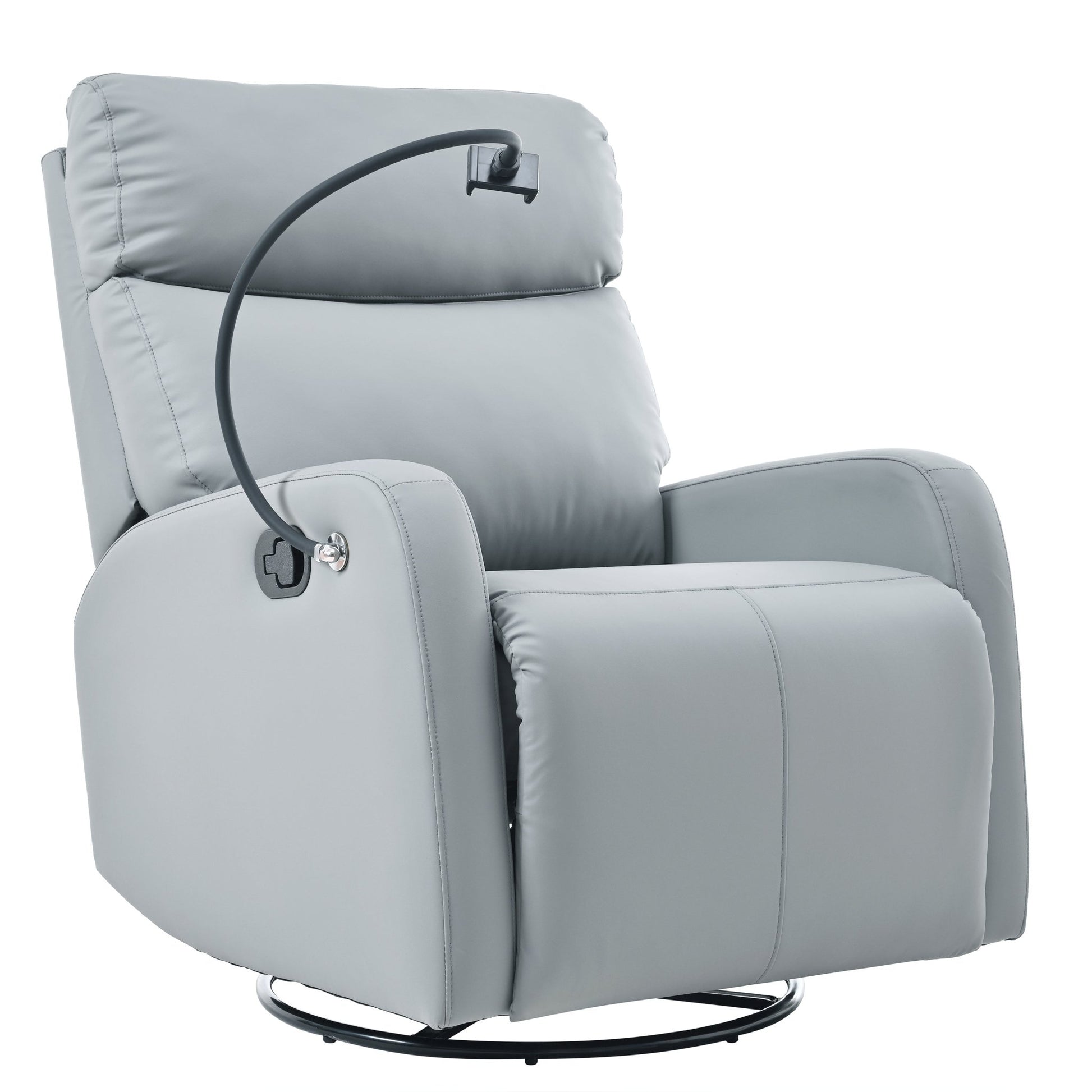 Swivel Rocker Recliner Chair,360 Degree Nursery Rocking Chair,Glider Chair,Modern Small Rocking Swivel Recliner Chair for Bedroom,Living Room Chair Home Theater Seat,Phone Holder(Blue - gray) - 1st Choice Furniture Direct