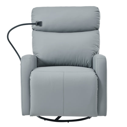 Swivel Rocker Recliner Chair,360 Degree Nursery Rocking Chair,Glider Chair,Modern Small Rocking Swivel Recliner Chair for Bedroom,Living Room Chair Home Theater Seat,Phone Holder(Blue - gray) - 1st Choice Furniture Direct