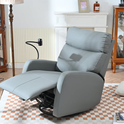Swivel Rocker Recliner Chair,360 Degree Nursery Rocking Chair,Glider Chair,Modern Small Rocking Swivel Recliner Chair for Bedroom,Living Room Chair Home Theater Seat,Phone Holder(Blue - gray) - 1st Choice Furniture Direct