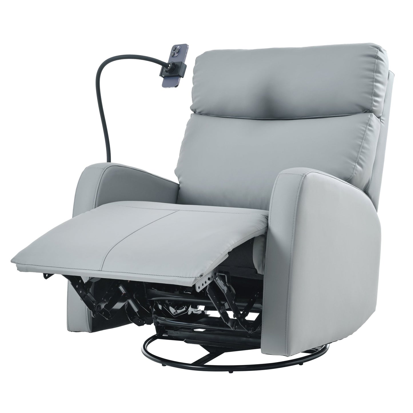 Swivel Rocker Recliner Chair,360 Degree Nursery Rocking Chair,Glider Chair,Modern Small Rocking Swivel Recliner Chair for Bedroom,Living Room Chair Home Theater Seat,Phone Holder(Blue - gray) - 1st Choice Furniture Direct