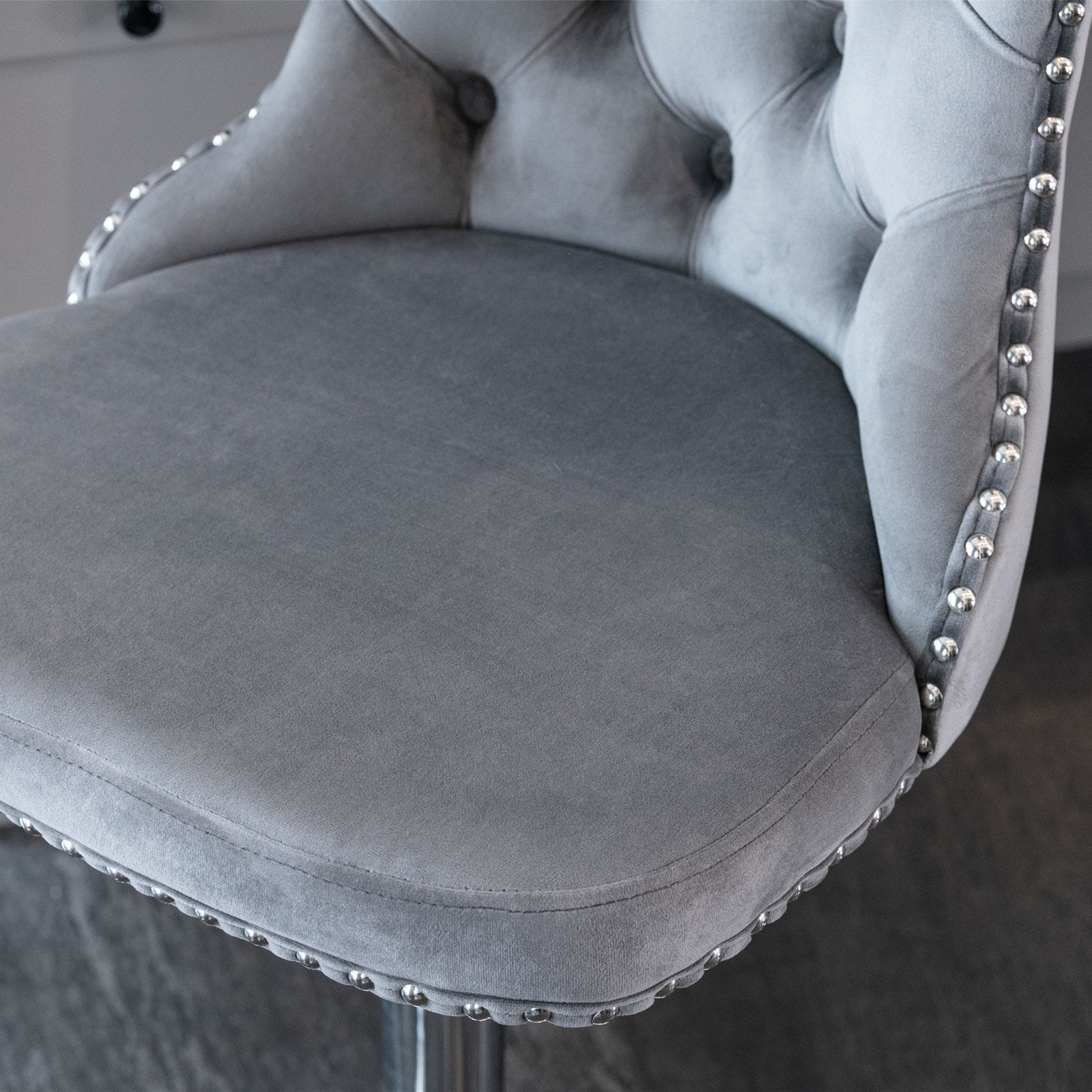 Swivel Velvet Barstools Adjusatble Seat Height from 25 - 33 Inch, Chrome base Bar Stools with Backs Comfortable Tufted for Home Pub and Kitchen Island,Set of 2, AS1712GY, Gray - 1st Choice Furniture Direct