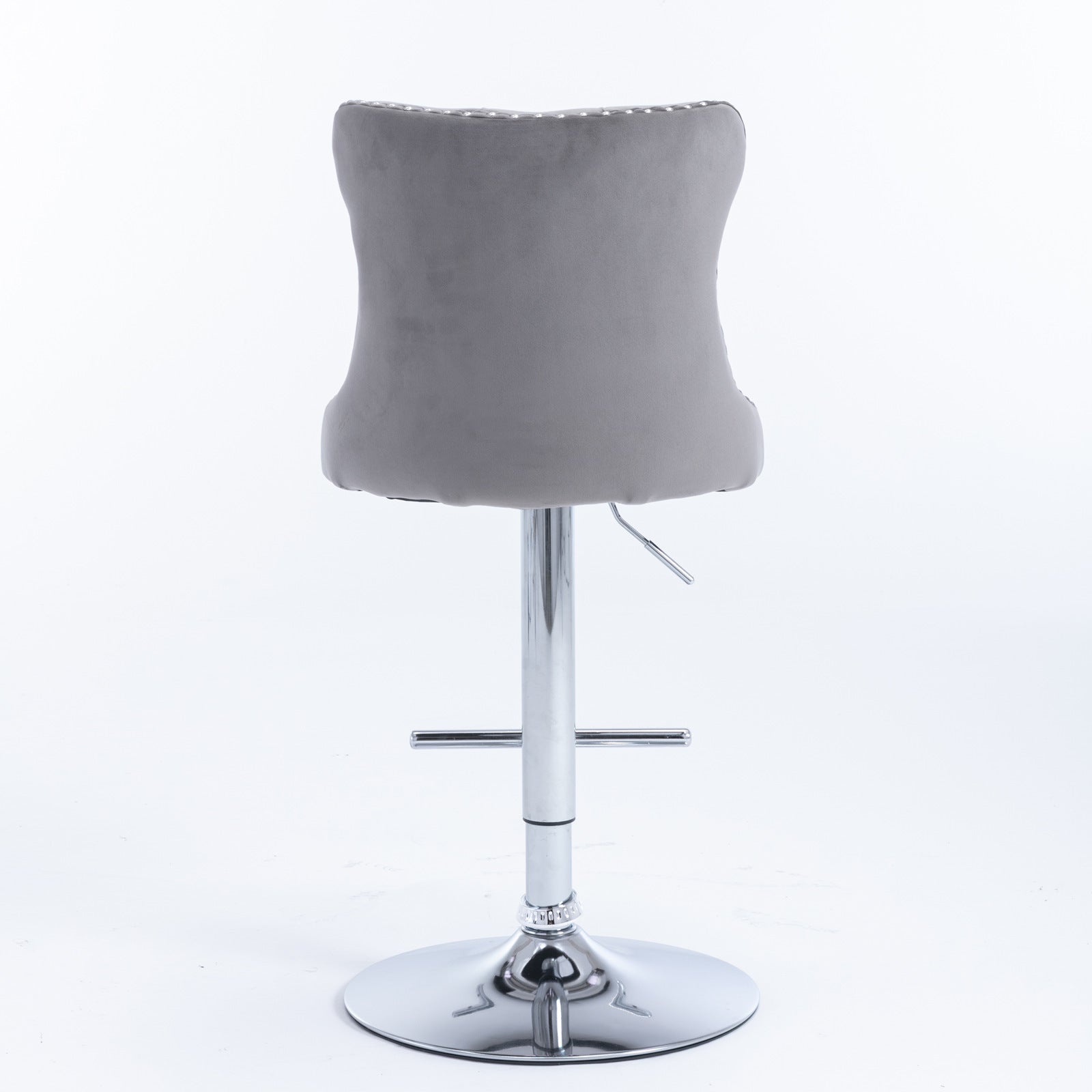 Swivel Velvet Barstools Adjusatble Seat Height from 25 - 33 Inch, Chrome base Bar Stools with Backs Comfortable Tufted for Home Pub and Kitchen Island,Set of 2, AS1712GY, Gray - 1st Choice Furniture Direct