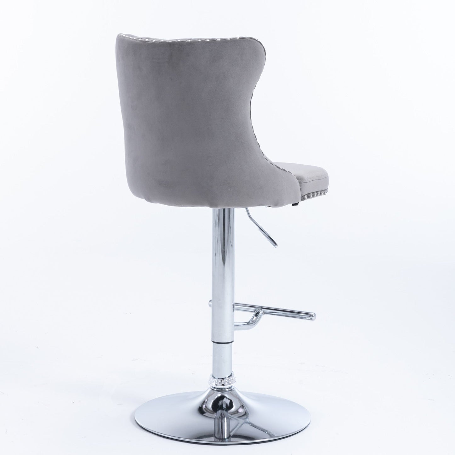 Swivel Velvet Barstools Adjusatble Seat Height from 25 - 33 Inch, Chrome base Bar Stools with Backs Comfortable Tufted for Home Pub and Kitchen Island,Set of 2, AS1712GY, Gray - 1st Choice Furniture Direct
