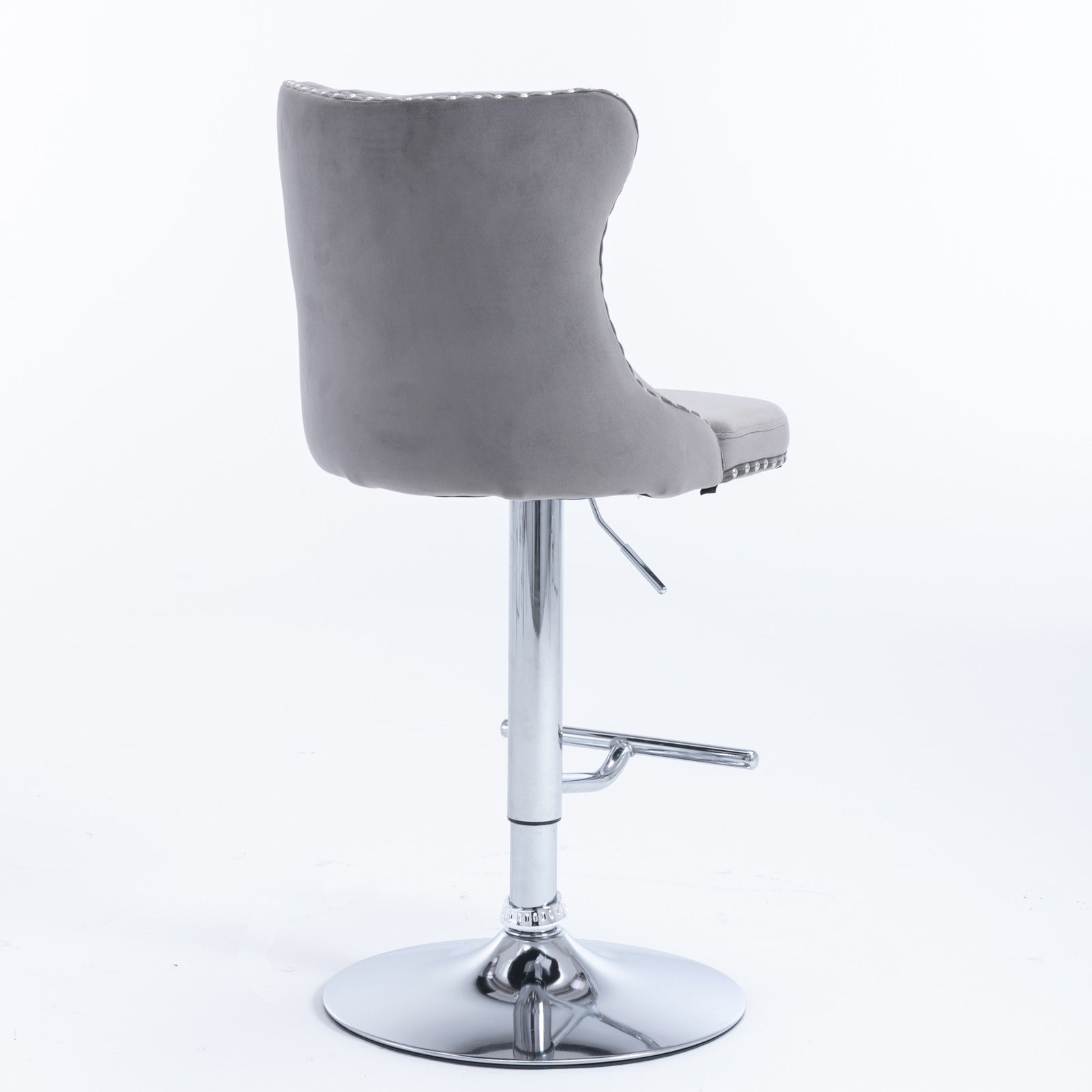 Swivel Velvet Barstools Adjusatble Seat Height from 25 - 33 Inch, Chrome base Bar Stools with Backs Comfortable Tufted for Home Pub and Kitchen Island,Set of 2, AS1712GY, Gray - 1st Choice Furniture Direct