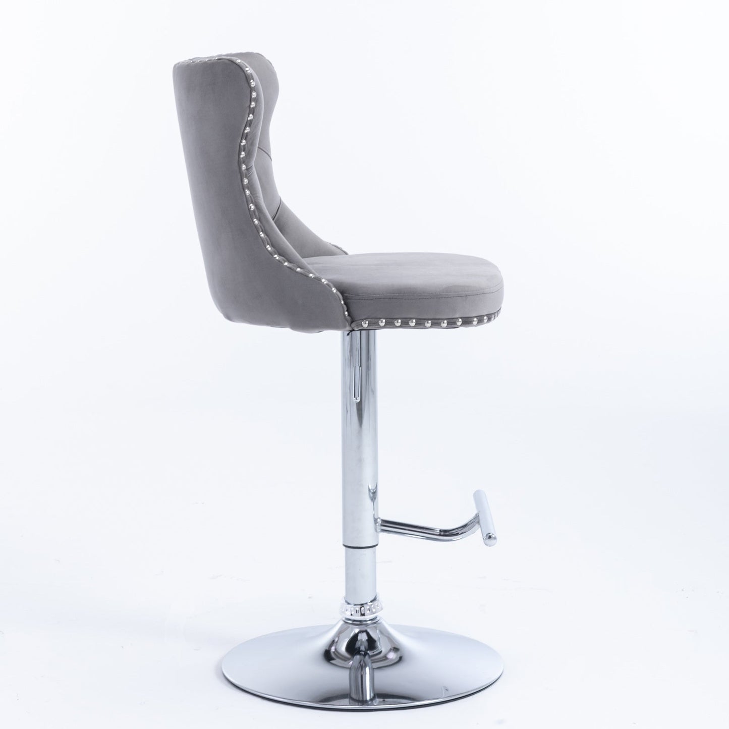 Swivel Velvet Barstools Adjusatble Seat Height from 25 - 33 Inch, Chrome base Bar Stools with Backs Comfortable Tufted for Home Pub and Kitchen Island,Set of 2, AS1712GY, Gray - 1st Choice Furniture Direct