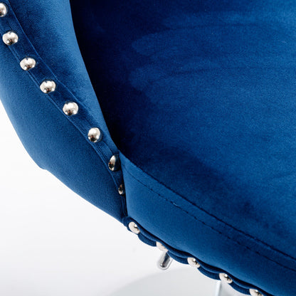 Swivel Velvet Barstools Adjusatble Seat Height from 25 - 33 Inch, Chrome base Bar Stools with Backs Comfortable Tufted for Home Pub and Kitchen Island,Set of 2,AS1712BL,Blue - 1st Choice Furniture Direct