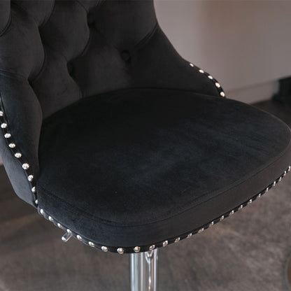 Swivel Velvet Barstools Adjusatble Seat Height from 25 - 33 Inch, Chrome base Bar Stools with Backs Comfortable Tufted for Home Pub and Kitchen Island,Set of 2,AS1712BK,Black - 1st Choice Furniture Direct