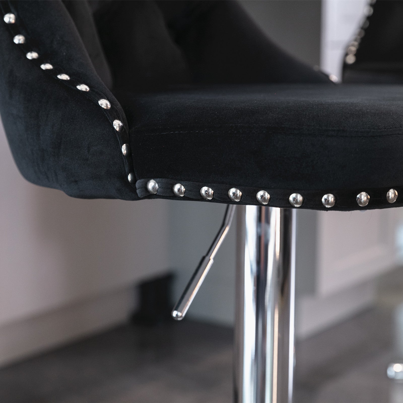Swivel Velvet Barstools Adjusatble Seat Height from 25 - 33 Inch, Chrome base Bar Stools with Backs Comfortable Tufted for Home Pub and Kitchen Island,Set of 2,AS1712BK,Black - 1st Choice Furniture Direct