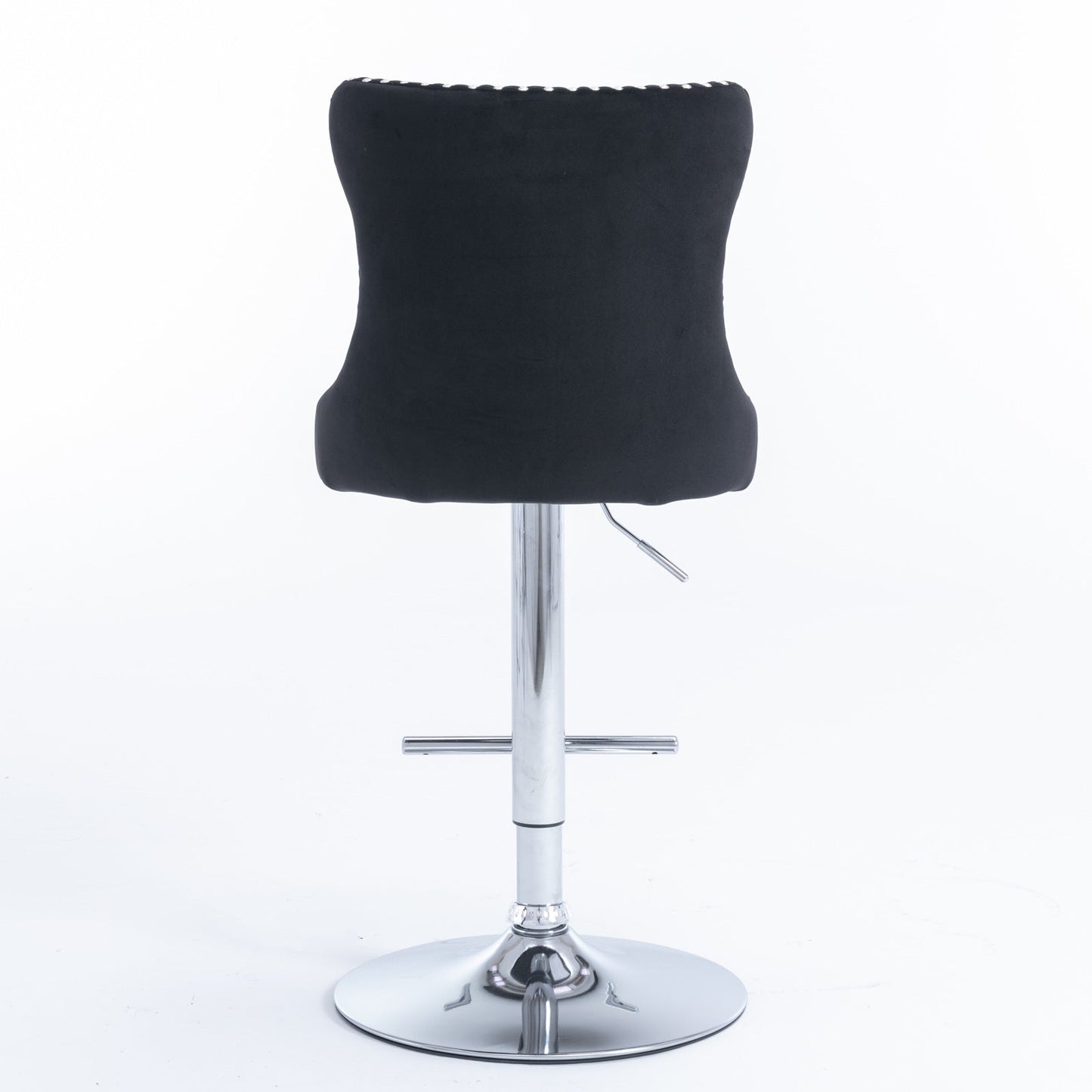Swivel Velvet Barstools Adjusatble Seat Height from 25 - 33 Inch, Chrome base Bar Stools with Backs Comfortable Tufted for Home Pub and Kitchen Island,Set of 2,AS1712BK,Black - 1st Choice Furniture Direct
