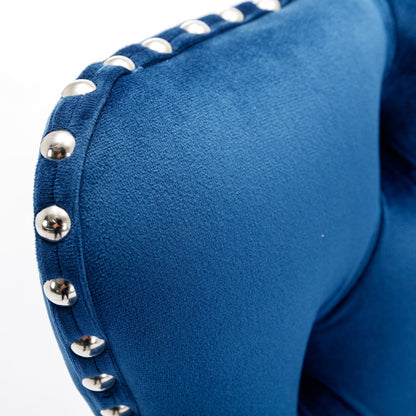 Swivel Velvet Barstools Adjusatble Seat Height from 25 - 33 Inch, Chrome base Bar Stools with Backs Comfortable Tufted for Home Pub and Kitchen Island,Set of 2,AS1712BL,Blue - 1st Choice Furniture Direct