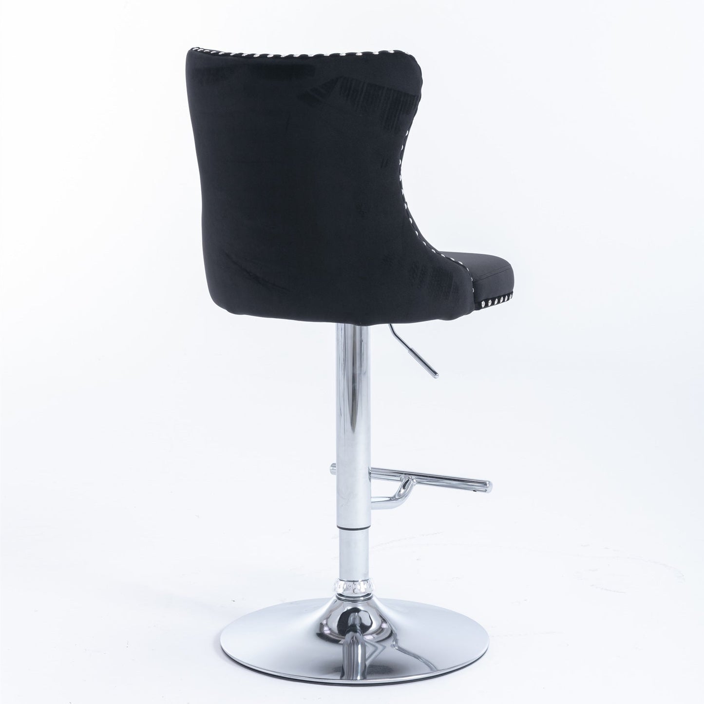 Swivel Velvet Barstools Adjusatble Seat Height from 25 - 33 Inch, Chrome base Bar Stools with Backs Comfortable Tufted for Home Pub and Kitchen Island,Set of 2,AS1712BK,Black - 1st Choice Furniture Direct