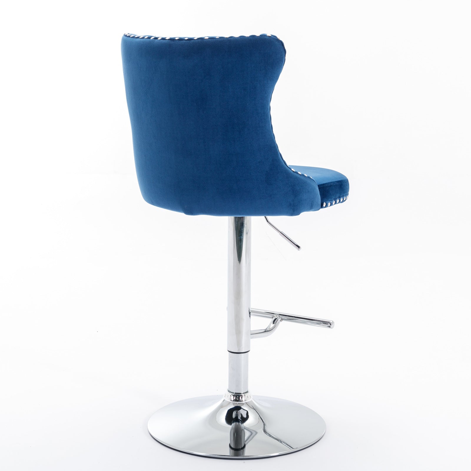 Swivel Velvet Barstools Adjusatble Seat Height from 25 - 33 Inch, Chrome base Bar Stools with Backs Comfortable Tufted for Home Pub and Kitchen Island,Set of 2,AS1712BL,Blue - 1st Choice Furniture Direct