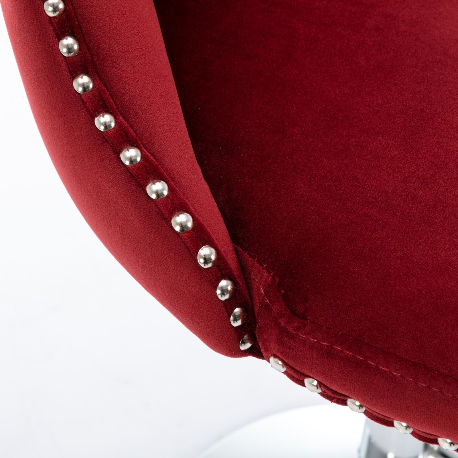 Swivel Velvet Barstools with Adjustable Seat Height, Chrome Base, Tufted Back, Wine Red, Velvet, Set of 2 - 1st Choice Furniture Direct