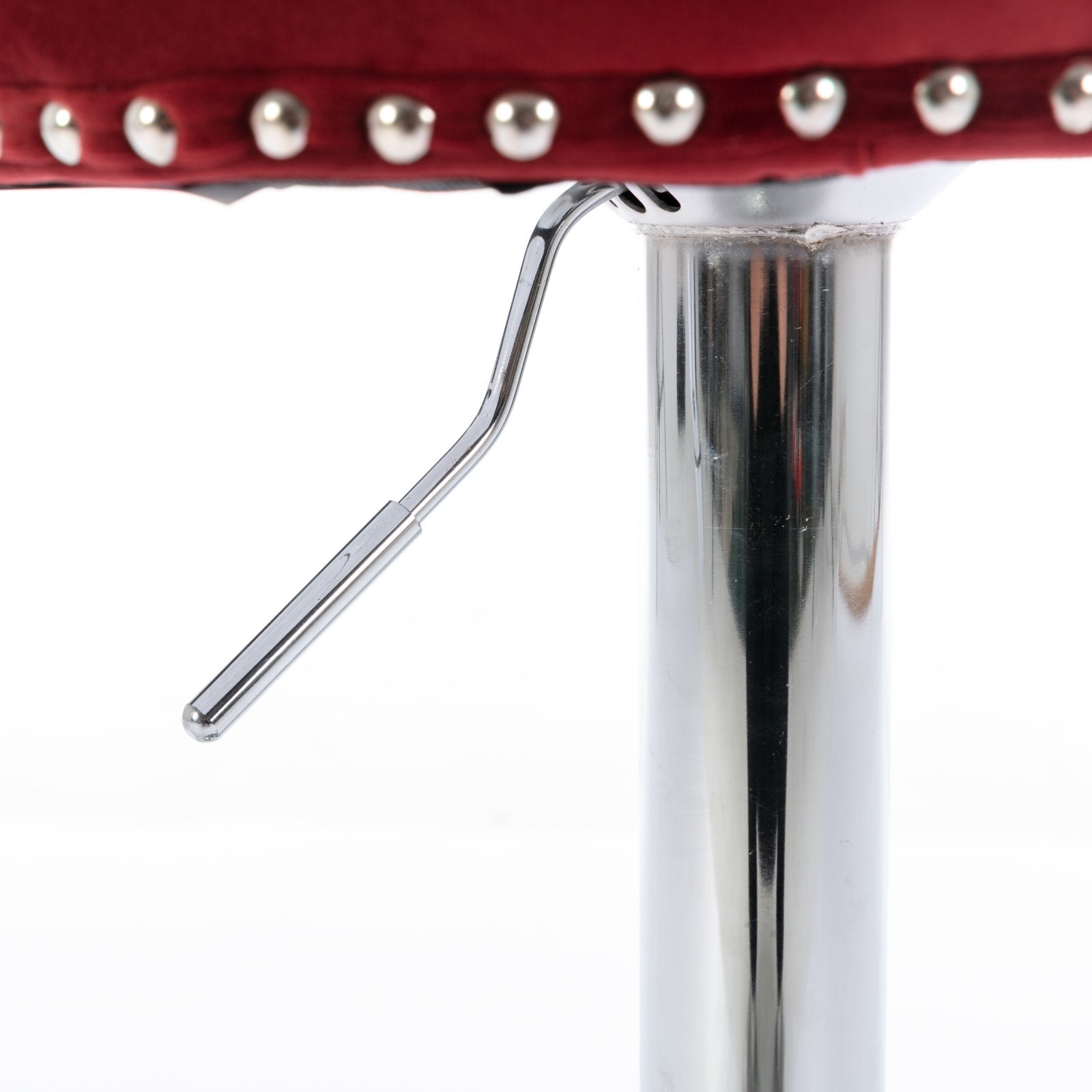 Swivel Velvet Barstools with Adjustable Seat Height, Chrome Base, Tufted Back, Wine Red, Velvet, Set of 2 - 1st Choice Furniture Direct