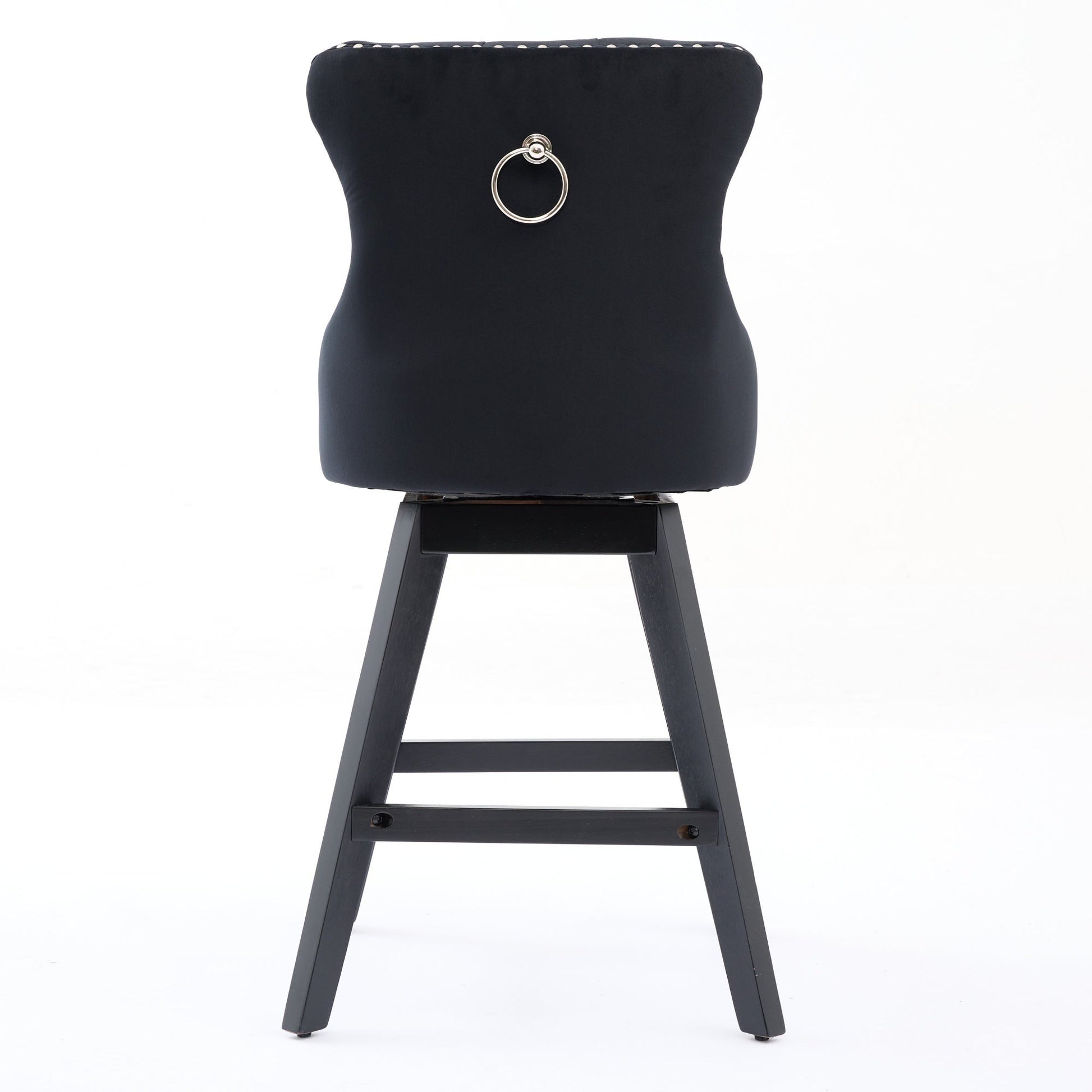 Swivel Velvet Barstools with Button Tufted Decoration and Wooden Legs, and Chrome Nailhead Trim, Leisure Style Bar Chairs,Bar stools, Set of 2 (Black),SW1860BK - 1st Choice Furniture Direct