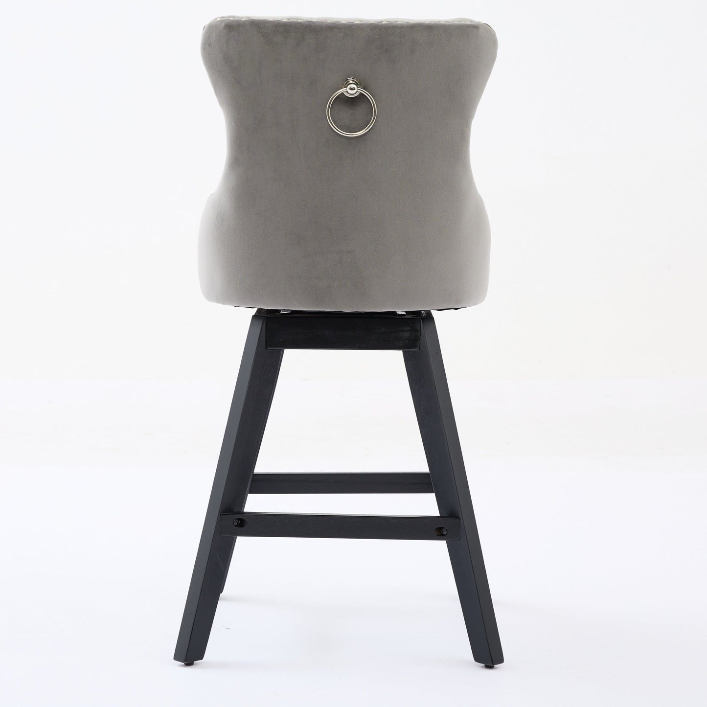 Swivel Velvet Barstools with Button Tufted Decoration and Wooden Legs, and Chrome Nailhead Trim, Leisure Style Bar Chairs,Bar stools, Set of 2 (Gray),SW1860GY - 1st Choice Furniture Direct
