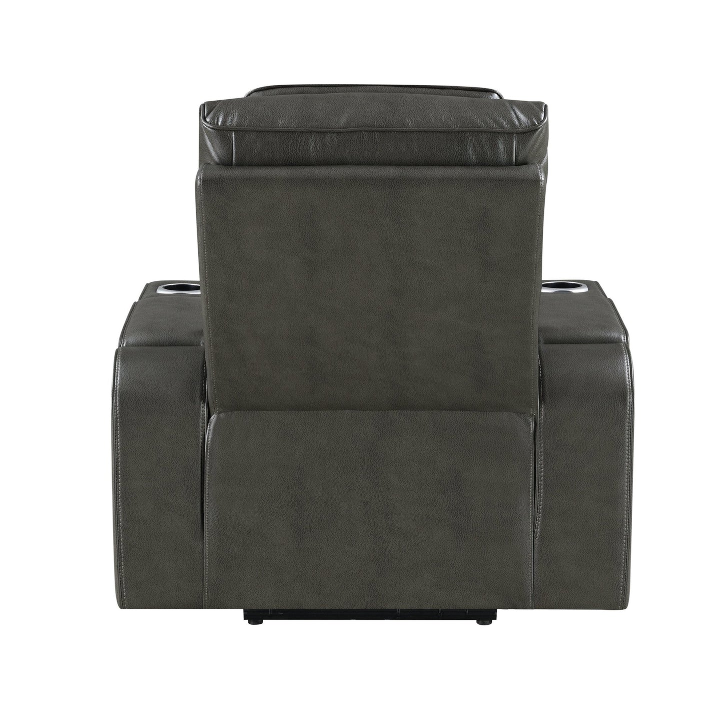 Taddeo Dark Gray Synthetic Leather Power Motion Recliner w/Power Headrest, USB, Wireless Charger & LED - 1st Choice Furniture Direct