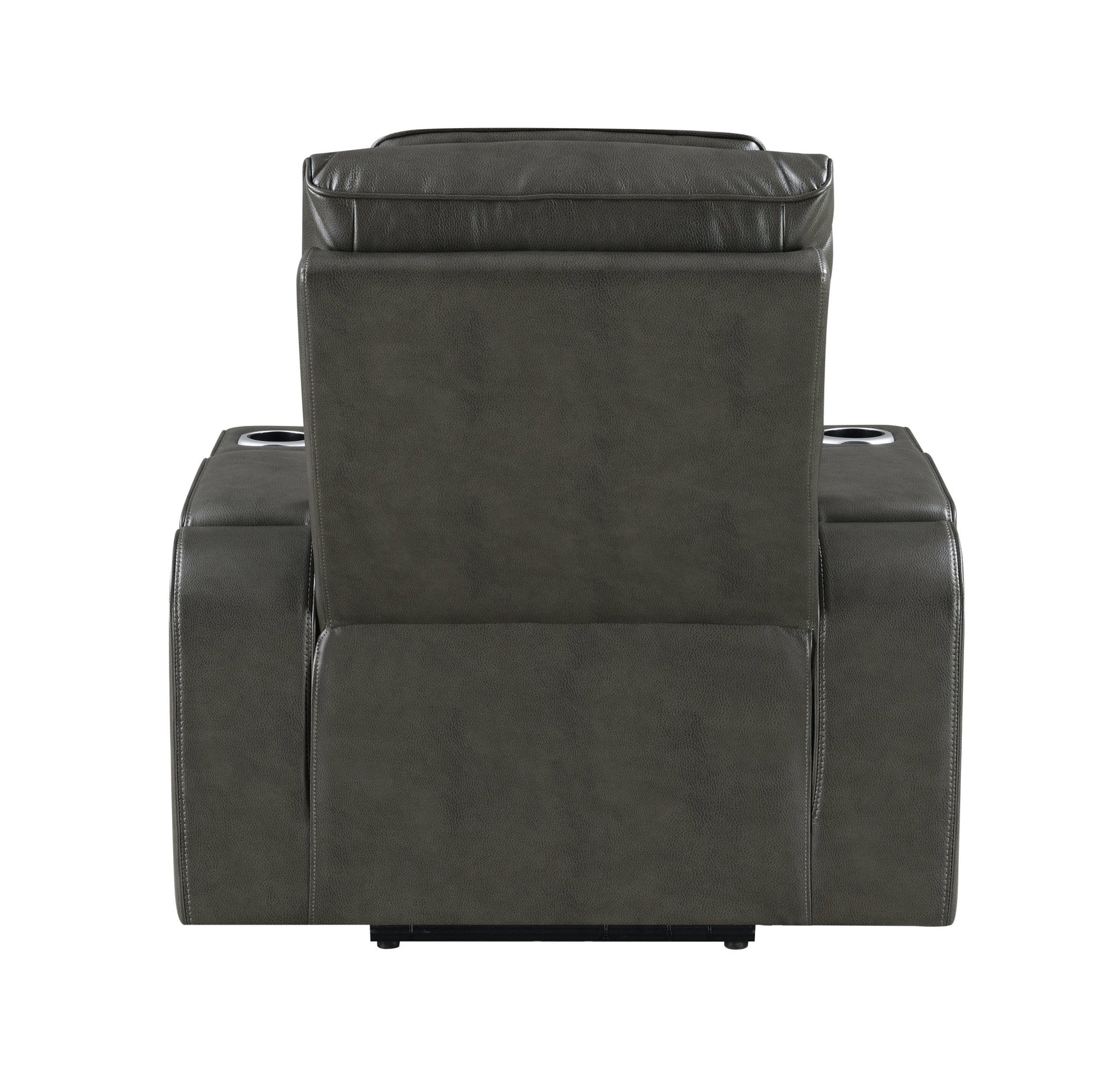 Taddeo Dark Gray Synthetic Leather Power Motion Recliner w/Power Headrest, USB, Wireless Charger & LED - 1st Choice Furniture Direct