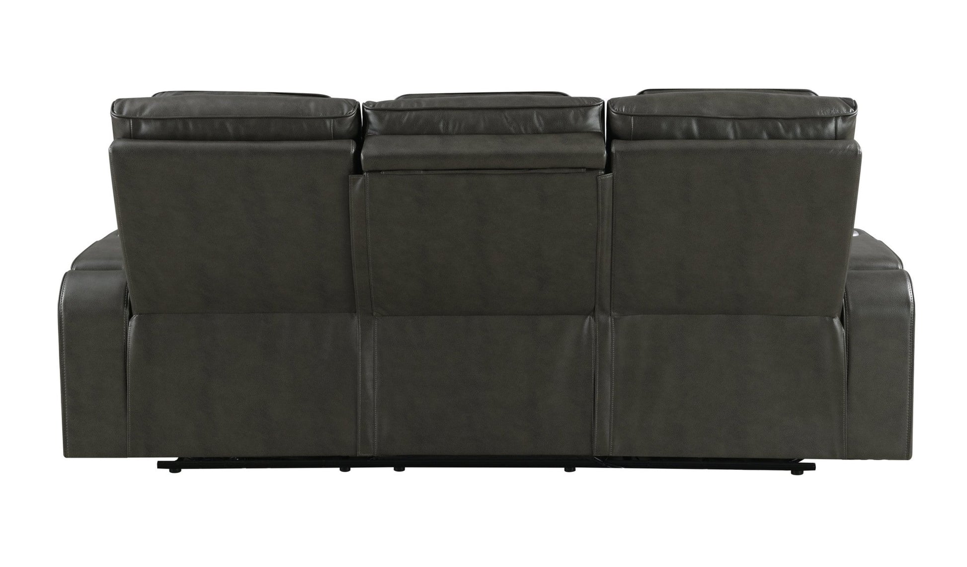 Taddeo Dark Gray Synthetic Leather Power Motion Sofa w/Power Headrest, USB, Wireless Charger, LED & Reading Light - 1st Choice Furniture Direct