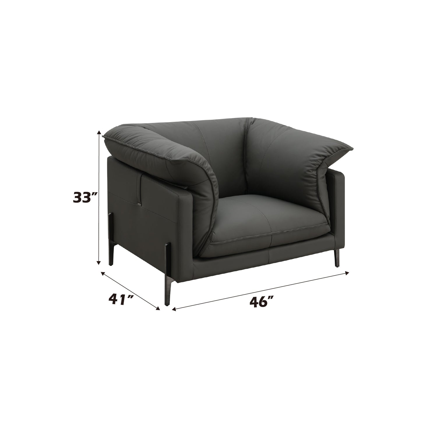Tadi Black Top Grain Leather Chair - 1st Choice Furniture Direct
