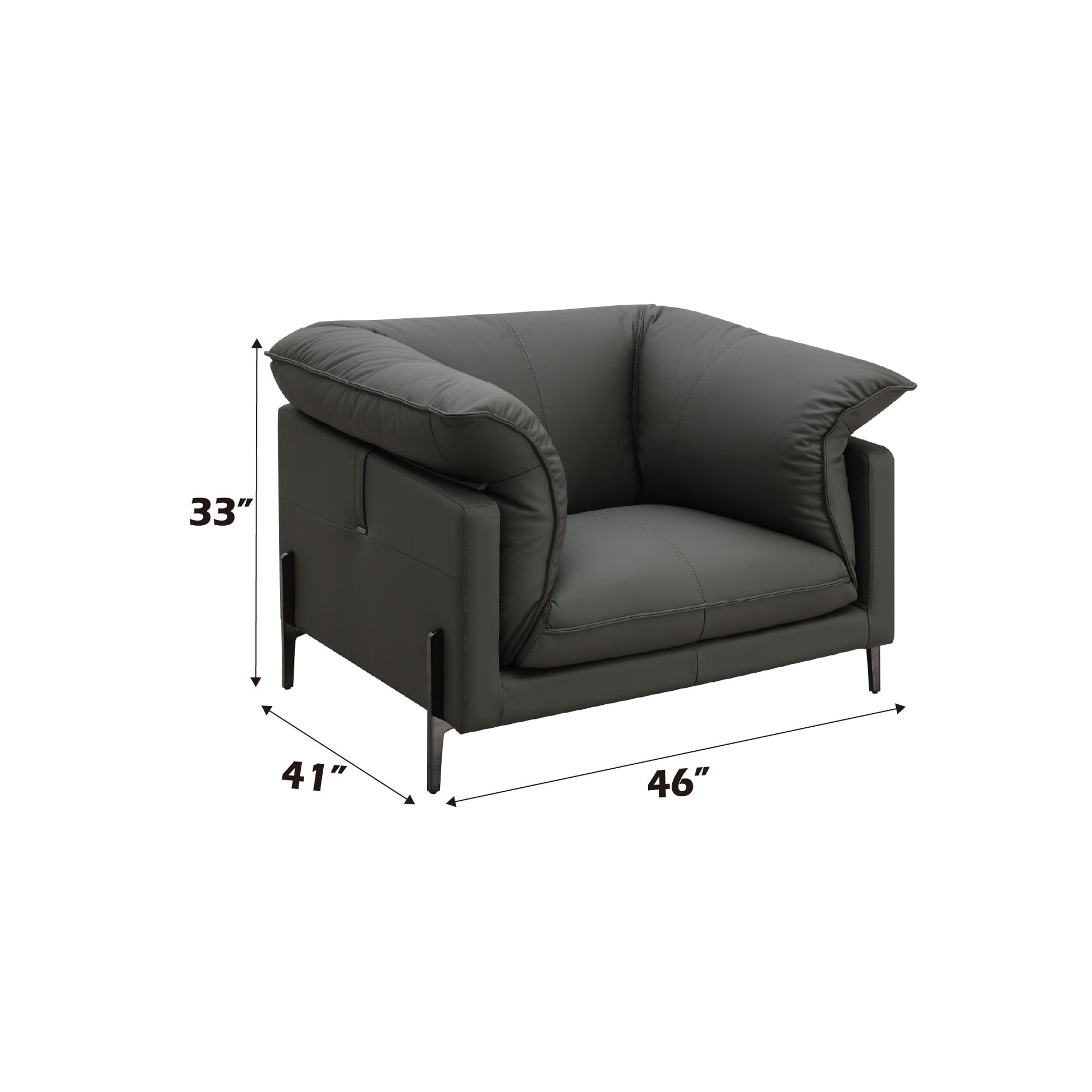 Tadi Black Top Grain Leather Chair - 1st Choice Furniture Direct