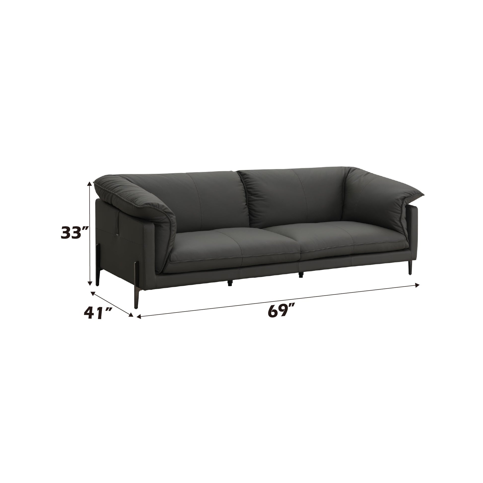 Tadi Black Top Grain Leather Loveseat - 1st Choice Furniture Direct