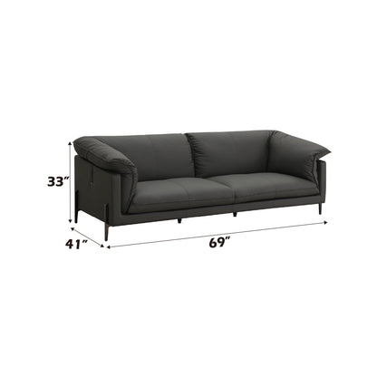 Tadi Black Top Grain Leather Loveseat - 1st Choice Furniture Direct