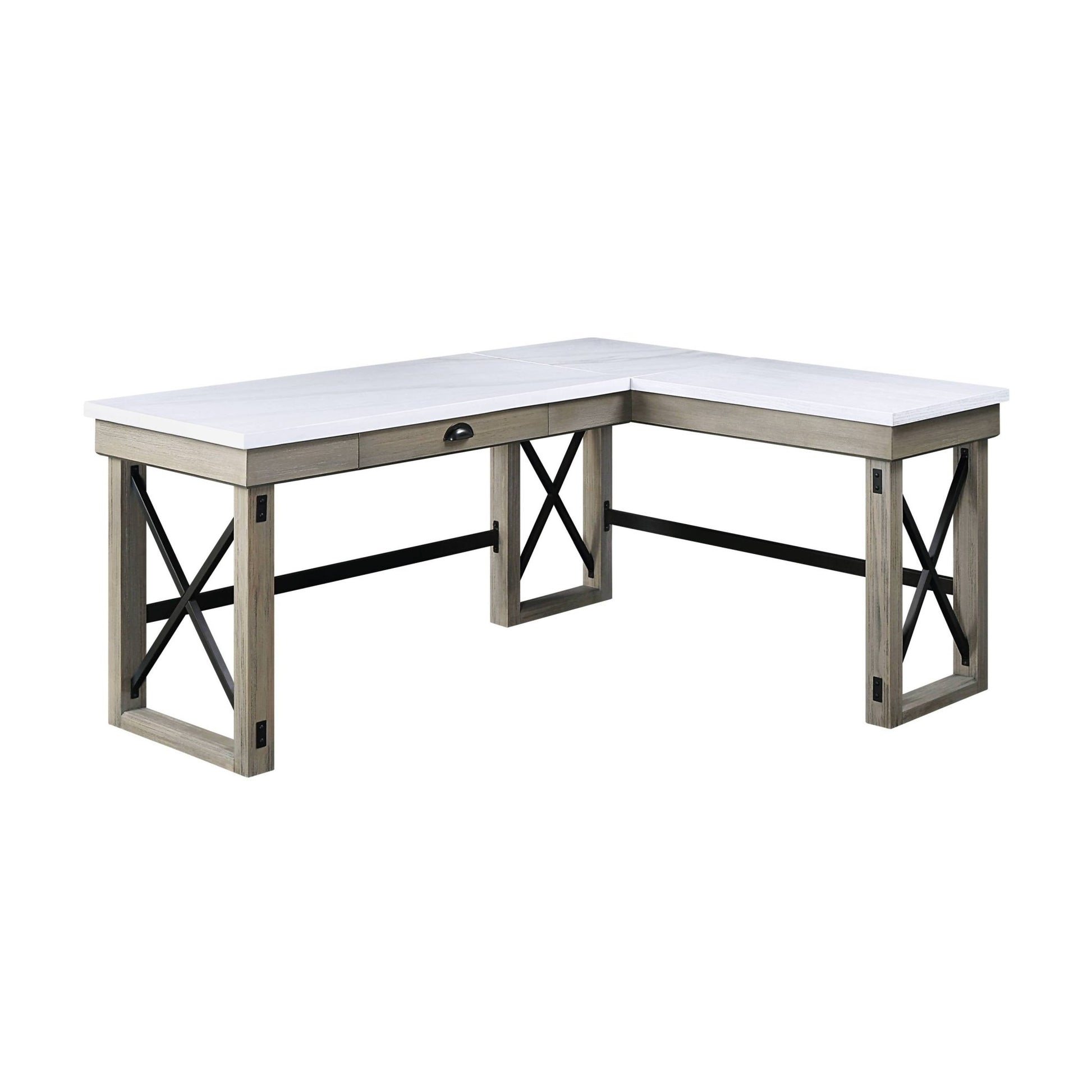 Talmar Marble Top & Rustic Oak Finish Writing Desk W/Lift Top - 1st Choice Furniture Direct