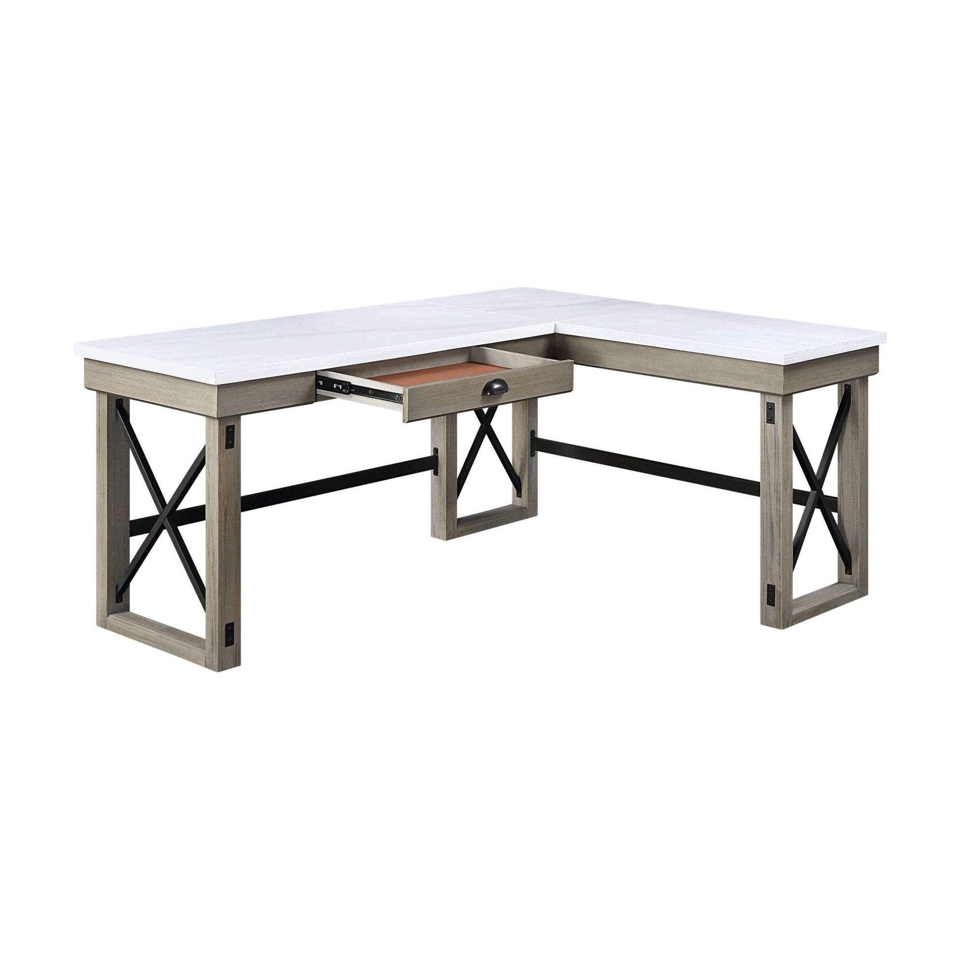 Talmar Marble Top & Rustic Oak Finish Writing Desk W/Lift Top - 1st Choice Furniture Direct