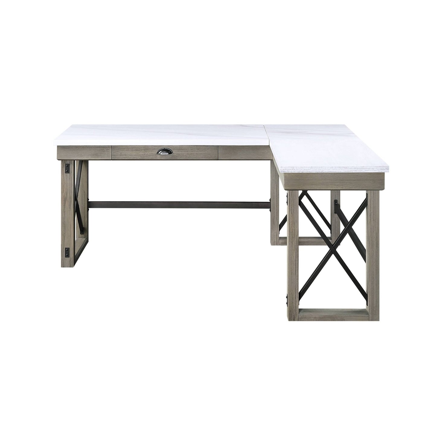 Talmar Marble Top & Rustic Oak Finish Writing Desk W/Lift Top - 1st Choice Furniture Direct
