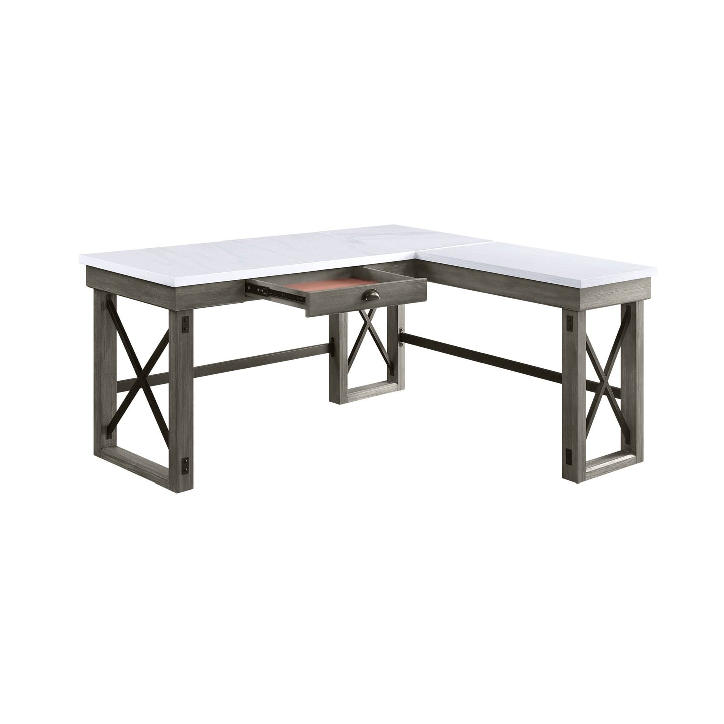 Talmar Marble Top & Weathered Gray Finish Writing Desk W/Lift Top - 1st Choice Furniture Direct