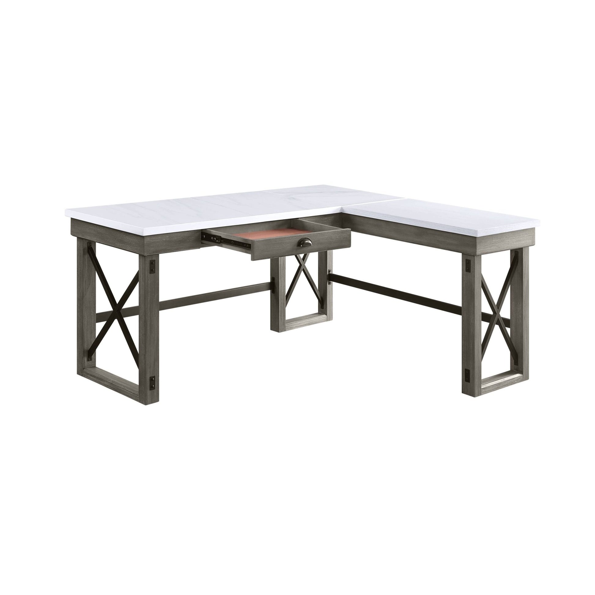 Talmar Marble Top & Weathered Gray Finish Writing Desk W/Lift Top - 1st Choice Furniture Direct