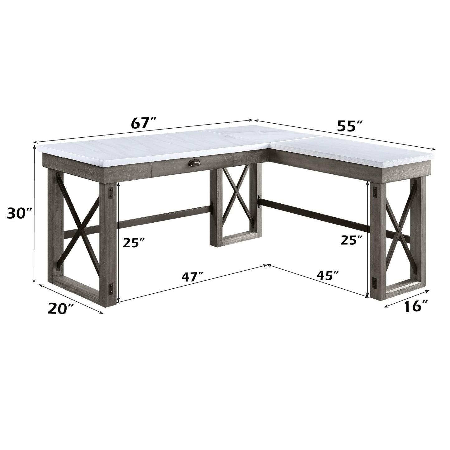Talmar Marble Top & Weathered Gray Finish Writing Desk W/Lift Top - 1st Choice Furniture Direct