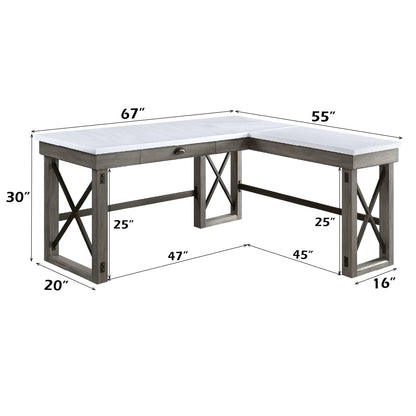 Talmar Marble Top & Weathered Gray Finish Writing Desk W/Lift Top - 1st Choice Furniture Direct