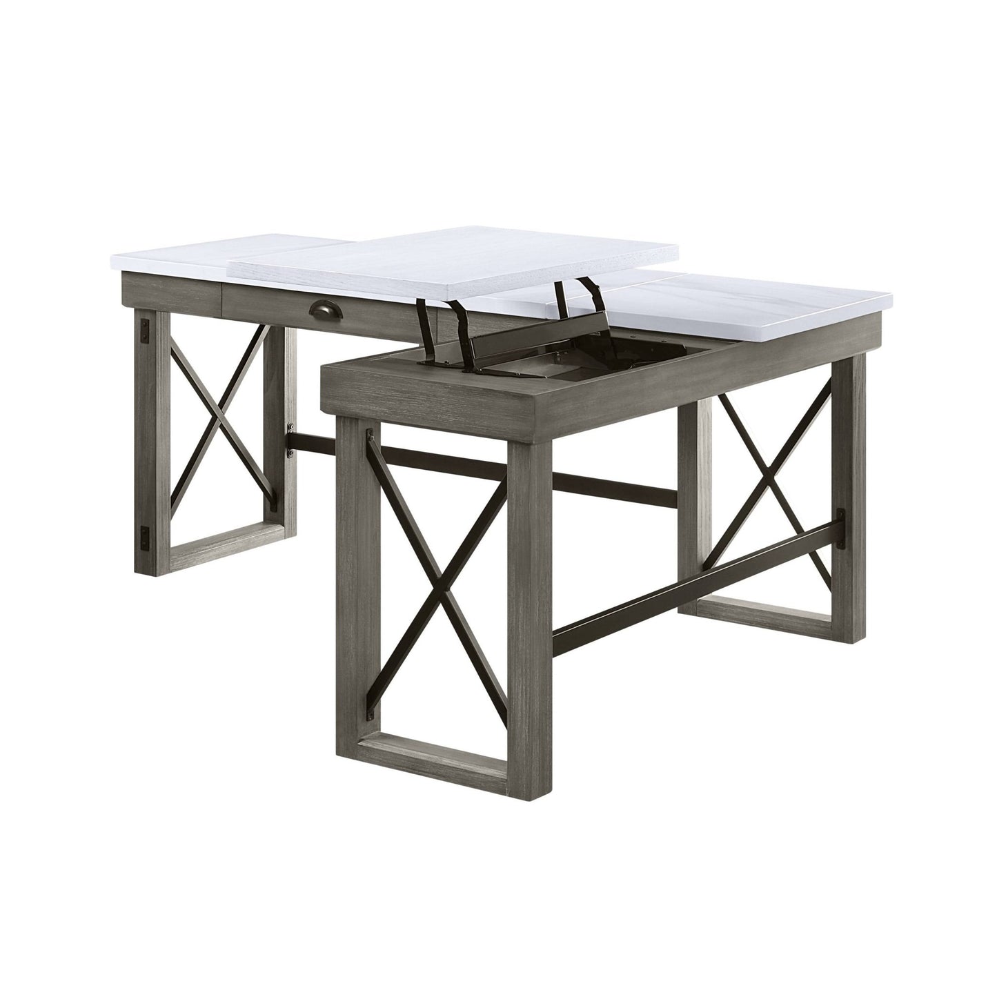 Talmar Marble Top & Weathered Gray Finish Writing Desk W/Lift Top - 1st Choice Furniture Direct