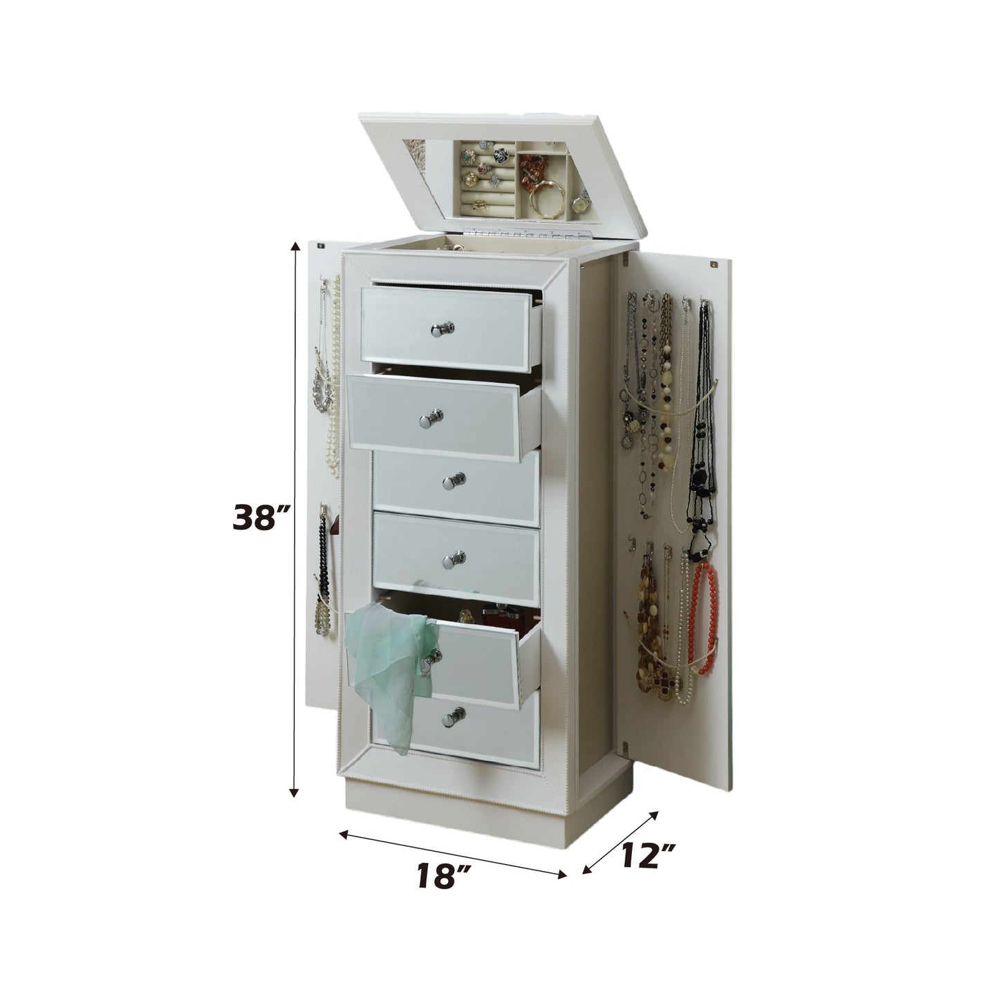 Talor White Finish Jewelry Armoire - 1st Choice Furniture Direct