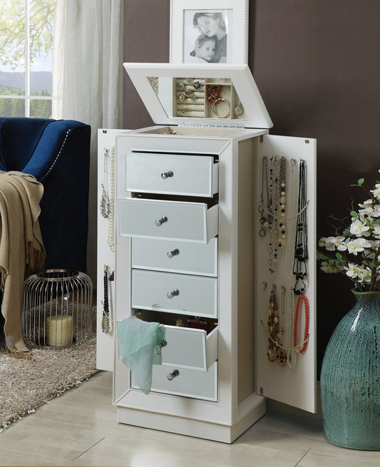 Talor White Finish Jewelry Armoire - 1st Choice Furniture Direct