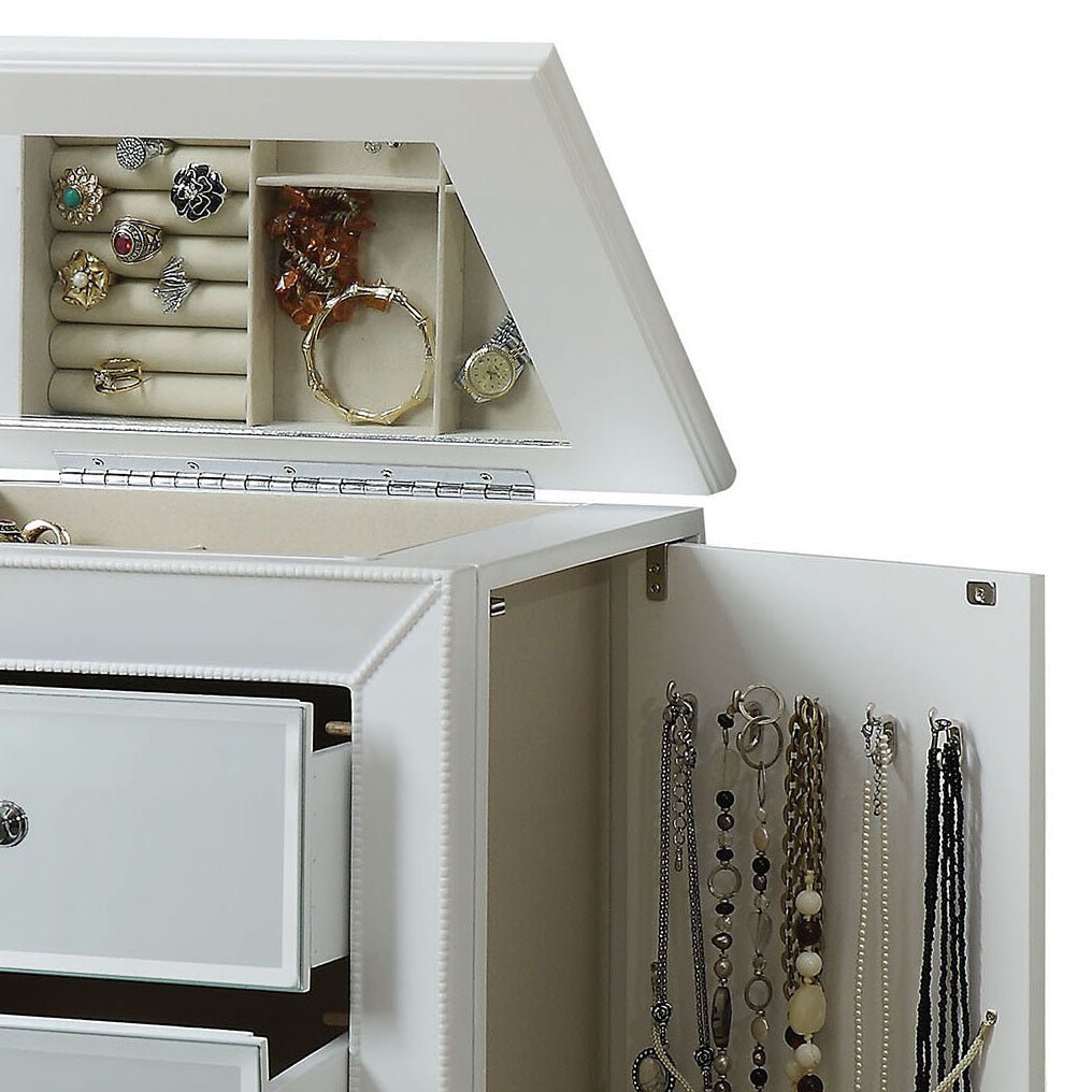 Talor White Finish Jewelry Armoire - 1st Choice Furniture Direct