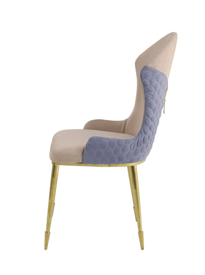 Tan & Lavender Upholstered Dining Chair with Gold Legs - 1st Choice Furniture Direct