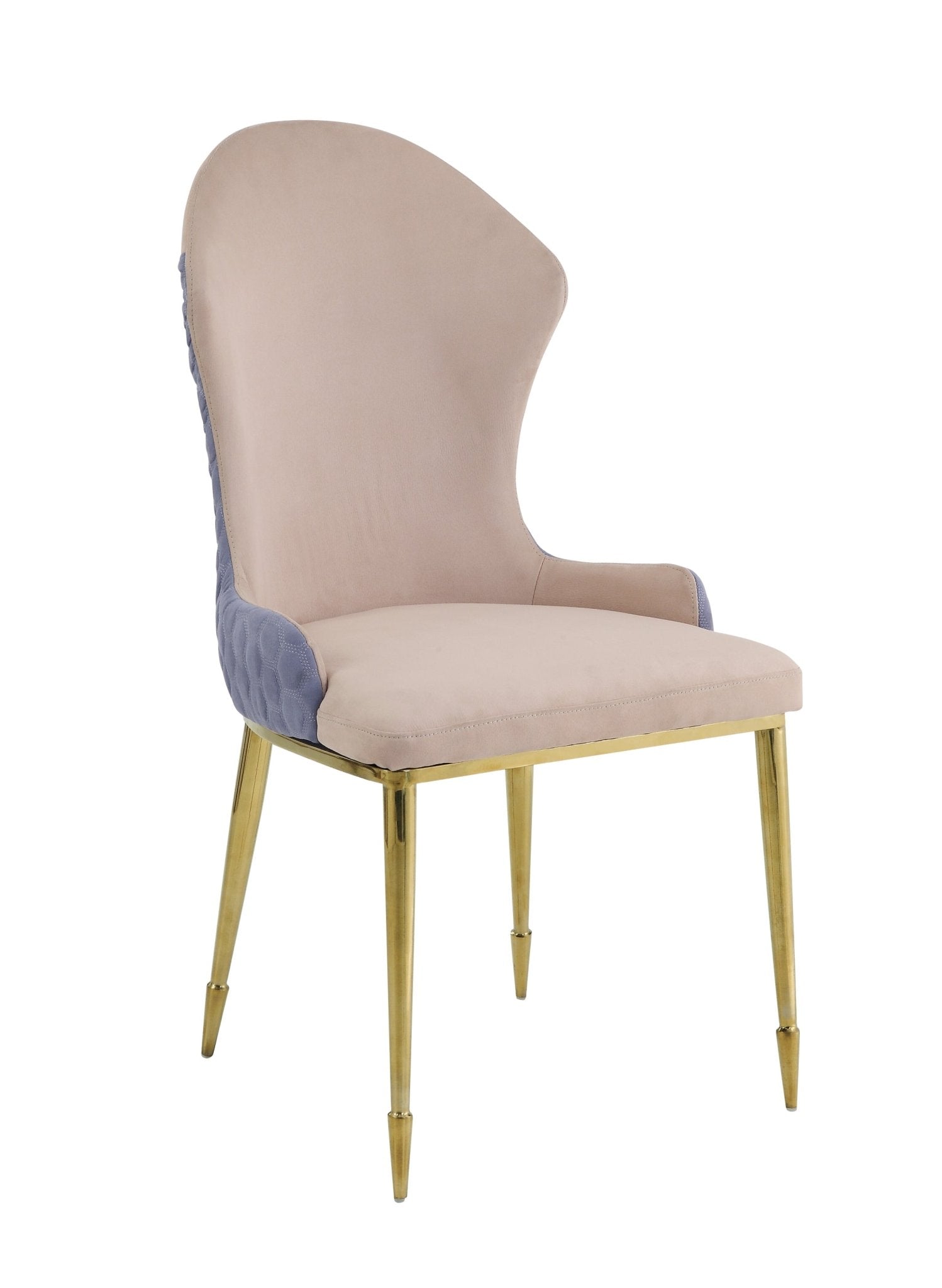 Tan Upholstered Dining Chair with Gold Stainless Steel Legs - 1st Choice Furniture Direct