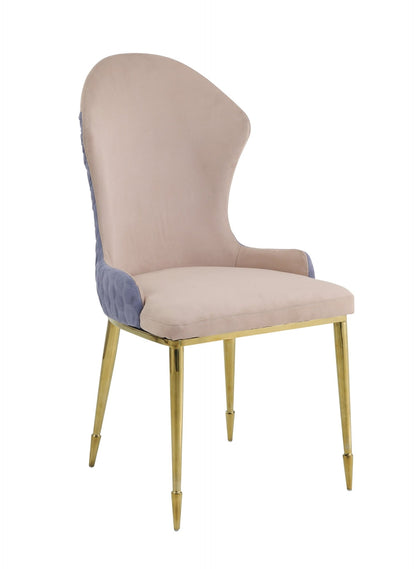 Tan Upholstered Dining Chair with Gold Stainless Steel Legs - 1st Choice Furniture Direct